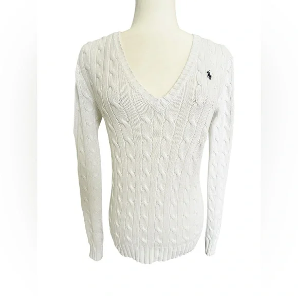 Polo Ralph Lauren Cable-Knit Cotton V-Neck Sweater – Women’s Medium - Picture 4 of 12